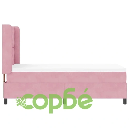 Кадифено легло с LED осветление, бокс пружина и матрак 100 x 200 cm Розово ➤ топ цена ➤ sorbe.bg