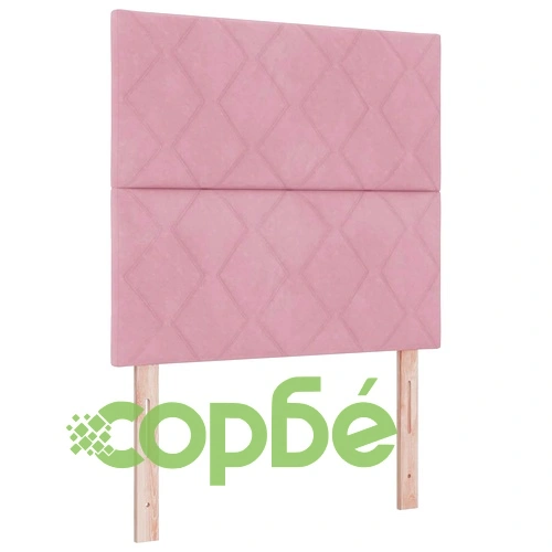 Кадифено легло с LED осветление, бокс пружина и матрак 100 x 200 cm Розово ➤ топ цена ➤ sorbe.bg