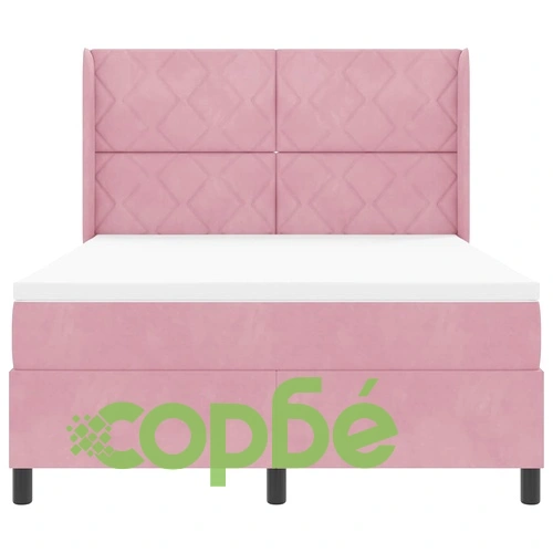 Легло с LED осветление, матрак и топер 140x190 см розово кадифе ➤ топ цена ➤ sorbe.bg