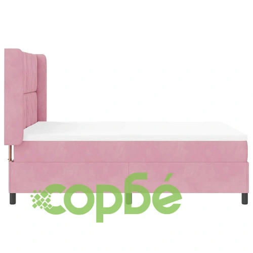 Легло с LED осветление, матрак и топер 140x190 см розово кадифе ➤ топ цена ➤ sorbe.bg