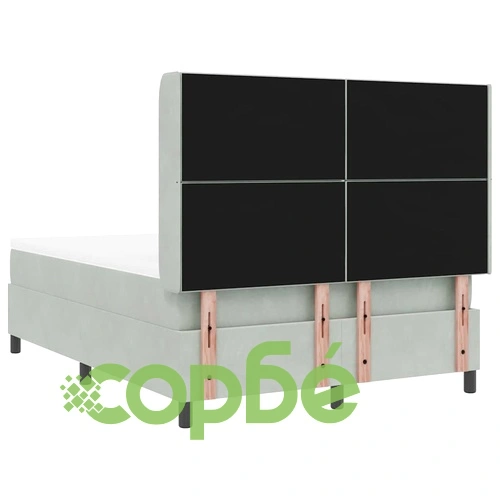 Легло с LED осветление, матрак и топер 140x200 см кадифе светлосиво ➤ топ цена ➤ sorbe.bg