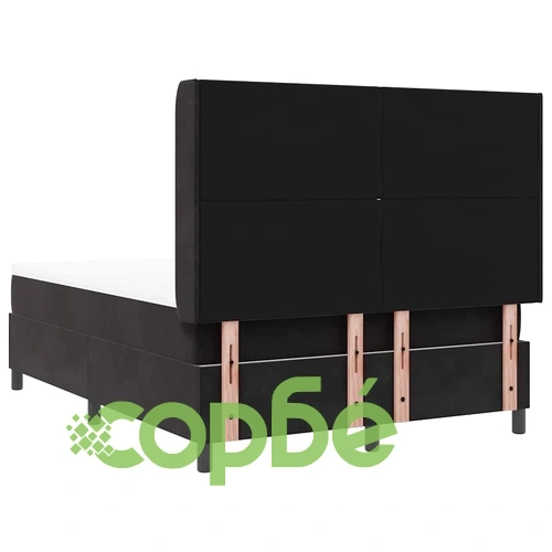 Легло с LED осветление, матрак и бокс пружина 160x200 см черно кадифе ➤ топ цена ➤ sorbe.bg