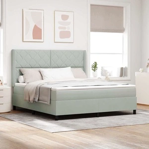 Легло с LED осветление, матрак и бокс пружина 180x200 см кадифе светлосиво