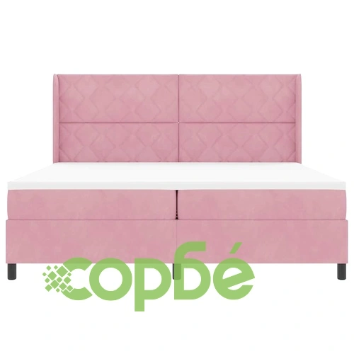 Легло с LED осветление, матрак и топер 200x200 см розово кадифе ➤ топ цена ➤ sorbe.bg