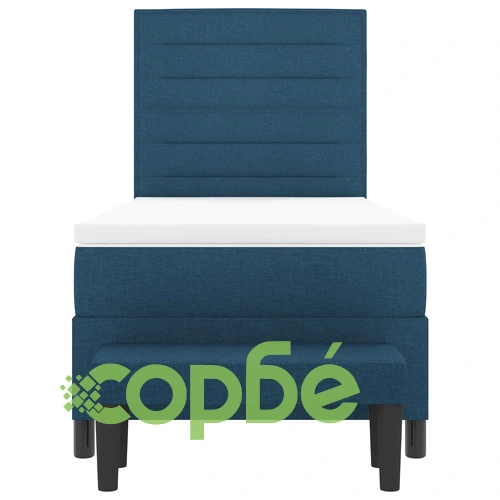 Легло с пружина, матрак и пейка, синьо, 80x200 см, текстилна тапицерия ➤ топ цена ➤ sorbe.bg