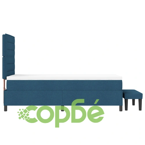 Легло с пружина, матрак и пейка, синьо, 80x200 см, текстилна тапицерия ➤ топ цена ➤ sorbe.bg