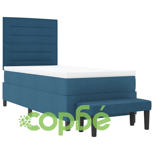 Легло с пружина, матрак и пейка, синьо, 80x200 см, текстилна тапицерия ➤ топ цена ➤ sorbe.bg