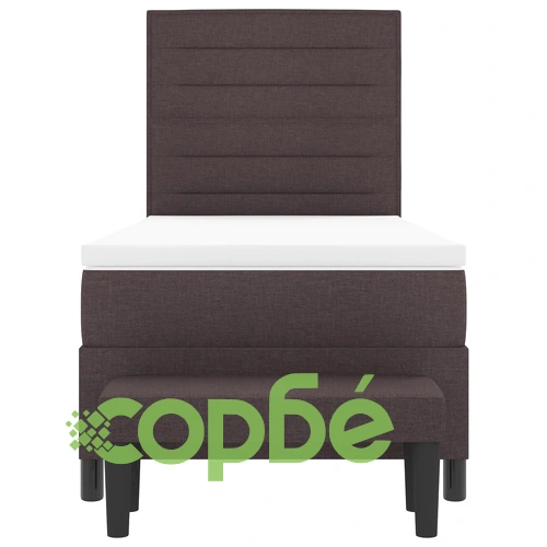 Легло с пружинен матрак и пейка от текстил, 90x200 см, тъмно кафяв цвят ➤ топ цена ➤ sorbe.bg