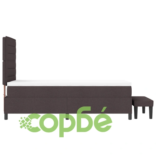 Легло с пружинен матрак и пейка от текстил, 90x200 см, тъмно кафяв цвят ➤ топ цена ➤ sorbe.bg