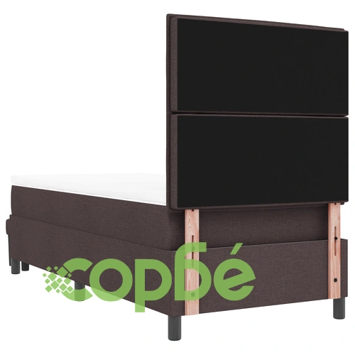 Легло с пружинен матрак и пейка от текстил, 90x200 см, тъмно кафяв цвят ➤ топ цена ➤ sorbe.bg