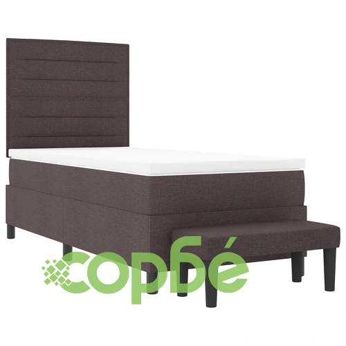 Легло с пружинен матрак и пейка от текстил, 90x200 см, тъмно кафяв цвят ➤ топ цена ➤ sorbe.bg