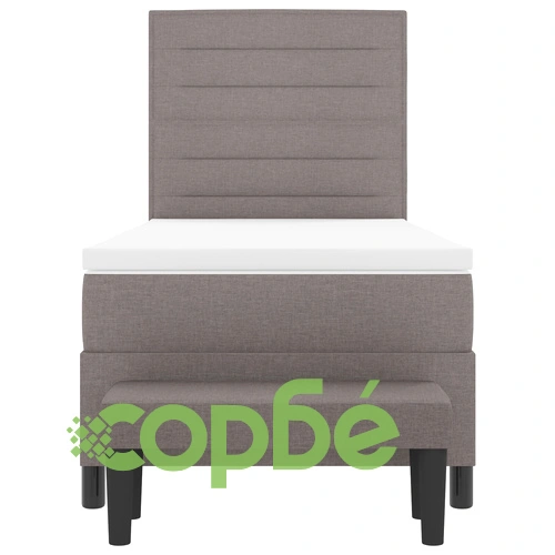 Легло с пружини, матрак и пейка, сиво 100x200 см, текстилна тапицерия ➤ топ цена ➤ sorbe.bg