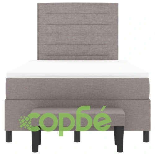 Комфортно легло с пружинен матрак и пейка 120x200 см в цвят taupe, тапицирано с качествена тъкан ➤ топ цена ➤ sorbe.bg