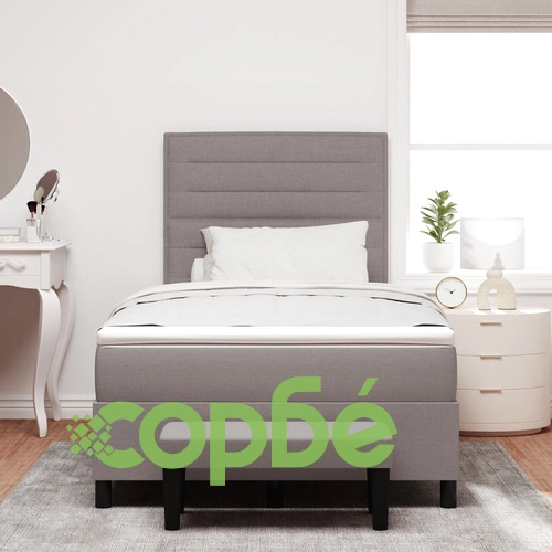 Комфортно легло с пружинен матрак и пейка 120x200 см в цвят taupe, тапицирано с качествена тъкан ➤ топ цена ➤ sorbe.bg