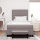 Комфортно легло с пружинен матрак и пейка 120x200 см в цвят taupe, тапицирано с качествена тъкан