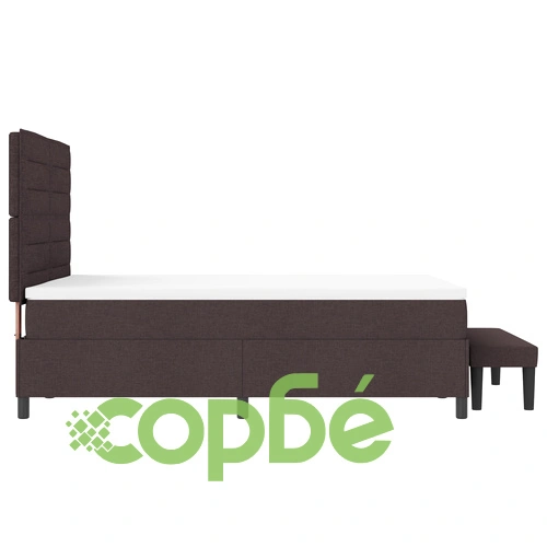 Капитонено легло с матрак и пейка от плат, тъмнокафяво, 140x190 см ➤ топ цена ➤ sorbe.bg