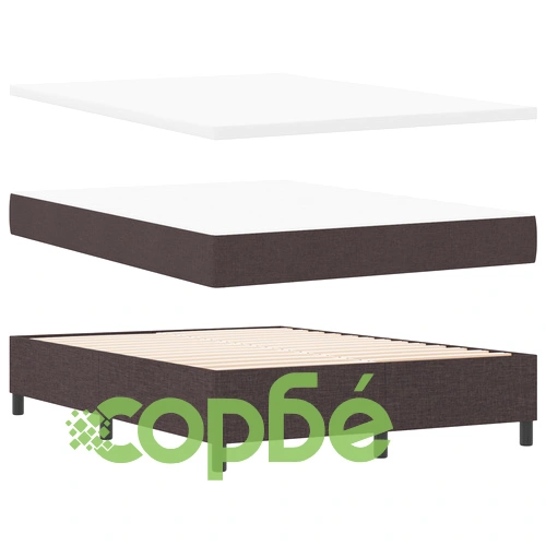 Капитонено легло с матрак и пейка от плат, тъмнокафяво, 140x190 см ➤ топ цена ➤ sorbe.bg