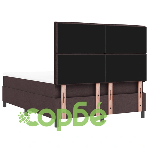 Тъмно кафяво легло с кутия, пружини, матрак и пейка - 160x200 см, тъкан материал ➤ топ цена ➤ sorbe.bg