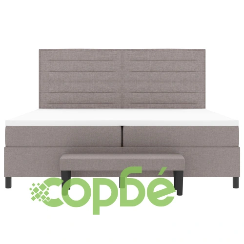Подматрачна рамка с матрак и пейка Taupe 200x200 см от висококачествена тъкан ➤ топ цена ➤ sorbe.bg