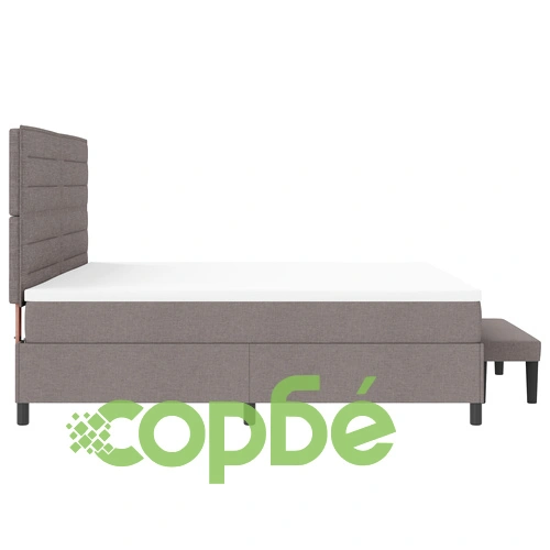 Подматрачна рамка с матрак и пейка Taupe 200x200 см от висококачествена тъкан ➤ топ цена ➤ sorbe.bg