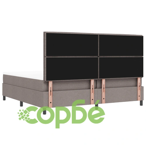 Подматрачна рамка с матрак и пейка Taupe 200x200 см от висококачествена тъкан ➤ топ цена ➤ sorbe.bg