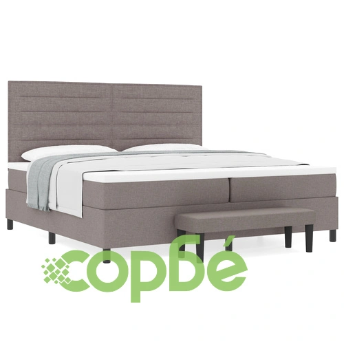 Подматрачна рамка с матрак и пейка Taupe 200x200 см от висококачествена тъкан ➤ топ цена ➤ sorbe.bg