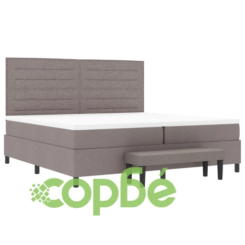 Подматрачна рамка с матрак и пейка Taupe 200x200 см от висококачествена тъкан ➤ топ цена ➤ sorbe.bg