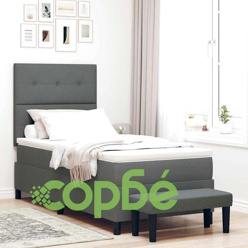 Легло с пружинирана основа и матрак тъмносиво 80x200 см текстил ➤ топ цена ➤ sorbe.bg