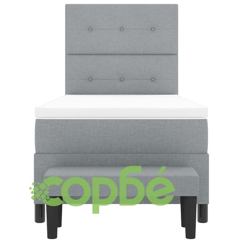 Кутия матрак с матрак и пейка 90x190 см от сива тъкан с дървени крака ➤ топ цена ➤ sorbe.bg