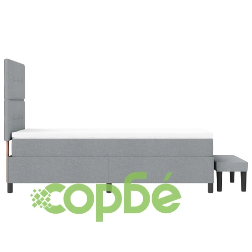 Кутия матрак с матрак и пейка 90x190 см от сива тъкан с дървени крака ➤ топ цена ➤ sorbe.bg