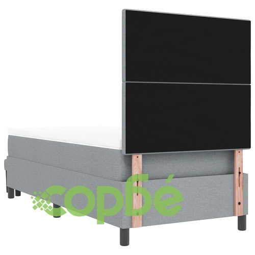 Кутия матрак с матрак и пейка 90x190 см от сива тъкан с дървени крака ➤ топ цена ➤ sorbe.bg