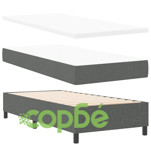 Легло с пружини 90x190 см с матрак и пейка, тъмносива тъкан ➤ топ цена ➤ sorbe.bg