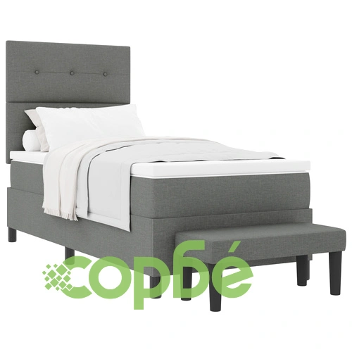 Легло с пружини 90x190 см с матрак и пейка, тъмносива тъкан ➤ топ цена ➤ sorbe.bg