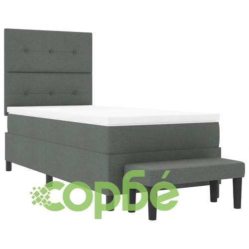 Легло с пружини 90x190 см с матрак и пейка, тъмносива тъкан ➤ топ цена ➤ sorbe.bg