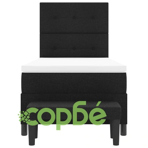 Легло с пружини от черна тъкан с матрак и пейка 90x190 см ➤ топ цена ➤ sorbe.bg