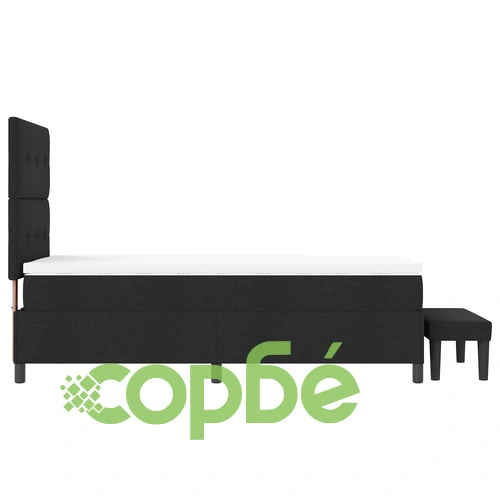 Легло с пружини от черна тъкан с матрак и пейка 90x190 см ➤ топ цена ➤ sorbe.bg