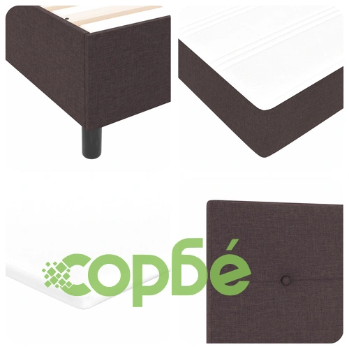 Легло с пружинна основа, матрак и пейка 90x190 см, тъмнокафява тъкан ➤ топ цена ➤ sorbe.bg