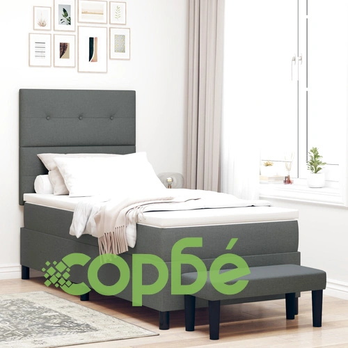 Комплект Легло с Матрак 100 x 200 см от Естествено Дърво в Сиво с Пейка ➤ топ цена ➤ sorbe.bg