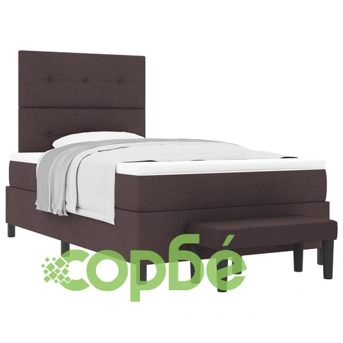 Легло с пружини, матрак и пейка от тъкан, тъмнокафяво, 120x190 см ➤ топ цена ➤ sorbe.bg