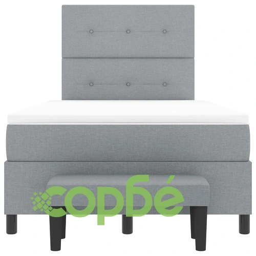 Легло с подматрачна рамка, матрак и пейка 120x200 см - светло сиво, тъкан ➤ топ цена ➤ sorbe.bg