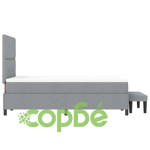 Легло с подматрачна рамка, матрак и пейка 120x200 см - светло сиво, тъкан ➤ топ цена ➤ sorbe.bg