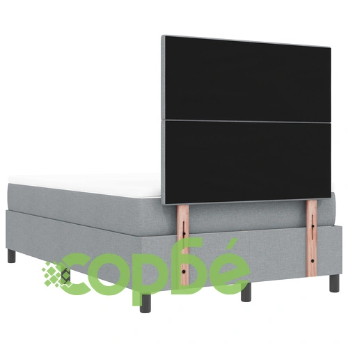 Легло с подматрачна рамка, матрак и пейка 120x200 см - светло сиво, тъкан ➤ топ цена ➤ sorbe.bg