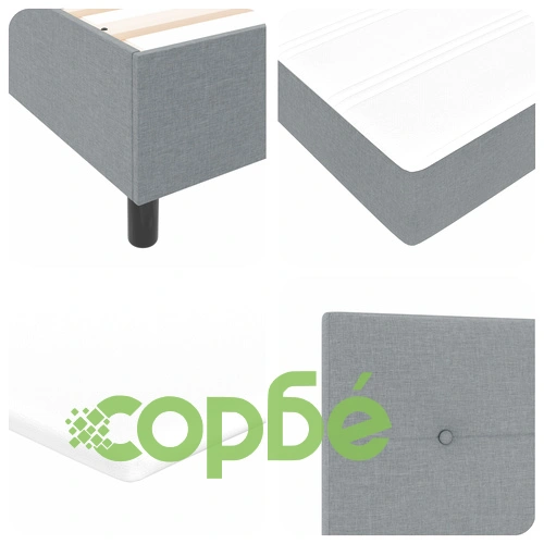 Легло с подматрачна рамка, матрак и пейка 120x200 см - светло сиво, тъкан ➤ топ цена ➤ sorbe.bg