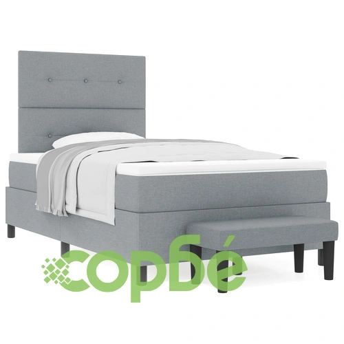 Легло с подматрачна рамка, матрак и пейка 120x200 см - светло сиво, тъкан ➤ топ цена ➤ sorbe.bg