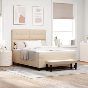 Луксозна леглова рамка с матрак 140 x 200 см - Комплект от 2 части, Бежов Тъкан