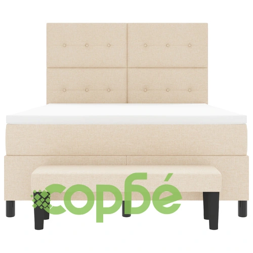 Луксозна леглова рамка с матрак 140 x 200 см - Комплект от 2 части, Бежов Тъкан ➤ топ цена ➤ sorbe.bg