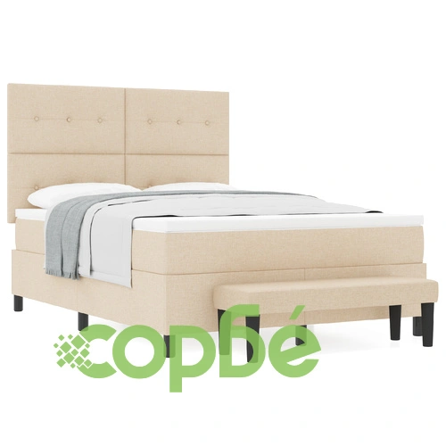 Луксозна леглова рамка с матрак 140 x 200 см - Комплект от 2 части, Бежов Тъкан ➤ топ цена ➤ sorbe.bg