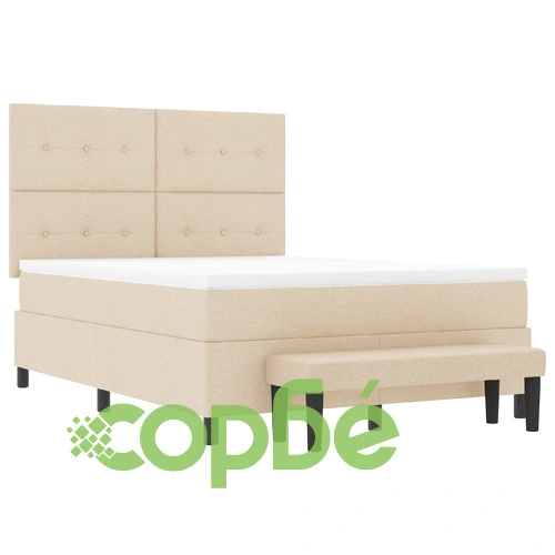 Луксозна леглова рамка с матрак 140 x 200 см - Комплект от 2 части, Бежов Тъкан ➤ топ цена ➤ sorbe.bg