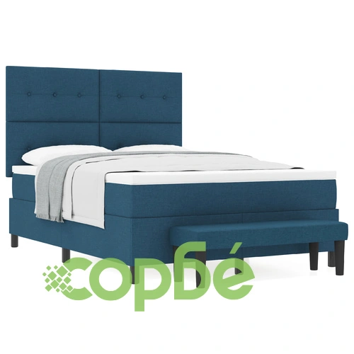 Легло с пружини, матрак и пейка от тъкан, синьо, 140x200 см ➤ топ цена ➤ sorbe.bg