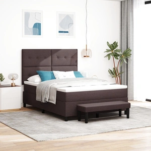 Луксозно легло с пружини, тапицирана рамка, матрак и пейка, тъмносив, 160x200 см